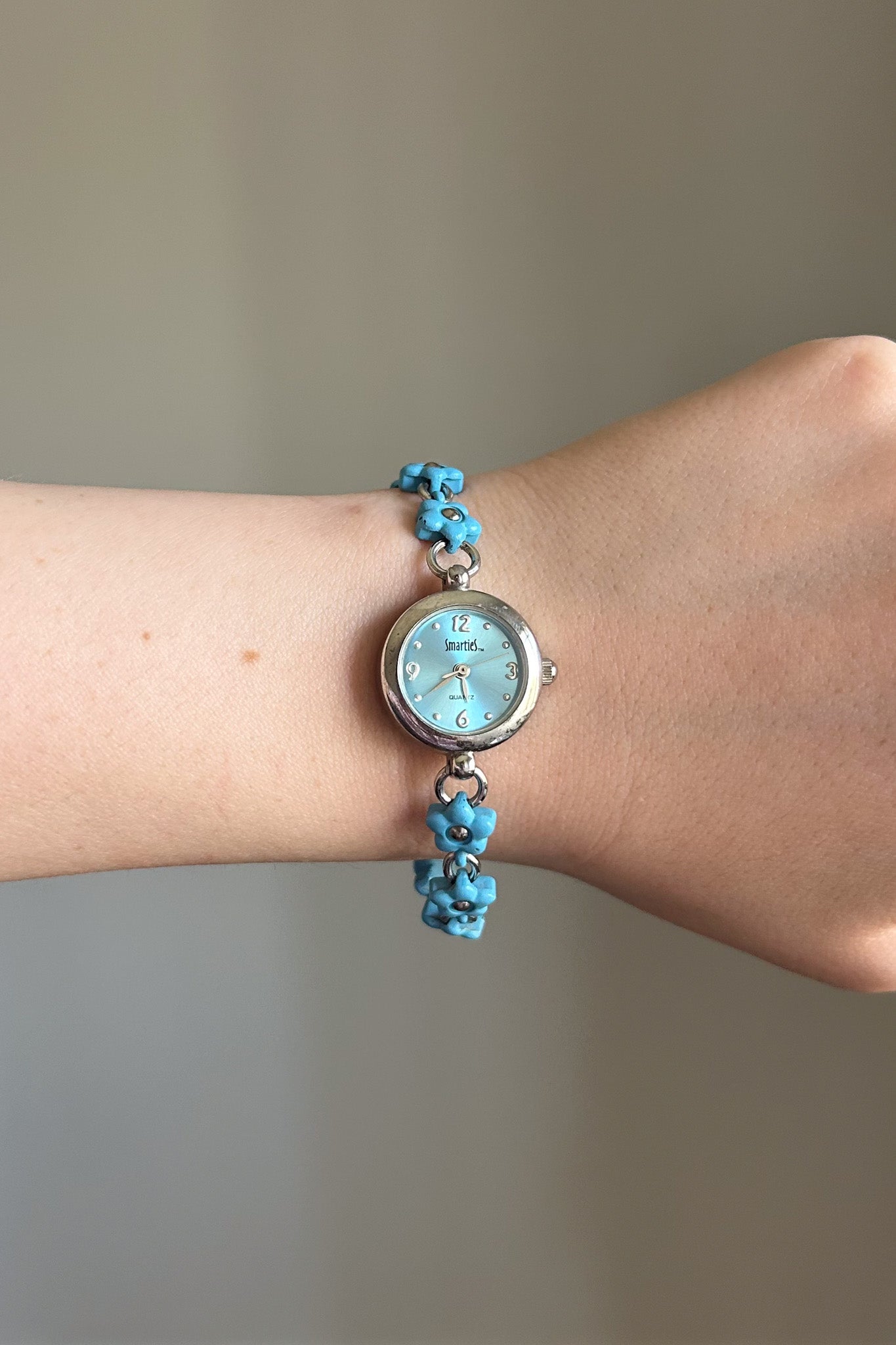 Blue Floral Silver Watch